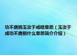 功不唐捐玉汝于成啥意思（玉汝于成功不唐捐什么意思簡(jiǎn)介介紹）