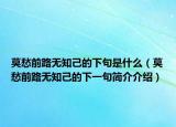 莫愁前路無知己的下句是什么（莫愁前路無知己的下一句簡介介紹）