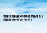 發(fā)送傳真的名稱和傳真號是什么（傳真號是什么簡介介紹）