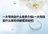 一大筆錢是什么意思介紹(一大筆錢是什么意思詳細(xì)情況如何)