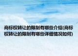 商標(biāo)權(quán)轉(zhuǎn)讓的限制有哪些介紹(商標(biāo)權(quán)轉(zhuǎn)讓的限制有哪些詳細(xì)情況如何)