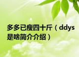 多多已瘦四十斤（ddys是啥簡介介紹）