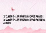 怎么查詢個人所得稅繳納記錄查詢介紹(怎么查詢個人所得稅繳納記錄查詢詳細情況如何)