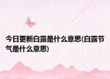 今日更新白露是什么意思(白露節(jié)氣是什么意思)