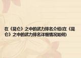 在《昆侖》之中的武力排名介紹(在《昆侖》之中的武力排名詳細情況如何)