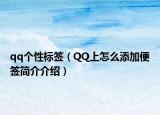 qq個性標簽（QQ上怎么添加便簽簡介介紹）