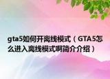 gta5如何開離線模式（GTA5怎么進入離線模式啊簡介介紹）