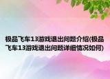 極品飛車13游戲退出問題介紹(極品飛車13游戲退出問題詳細(xì)情況如何)