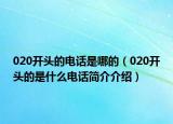 020開頭的電話是哪的（020開頭的是什么電話簡介介紹）