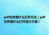 pdf文件用什么打開方式（pdf文件用什么打開簡介介紹）