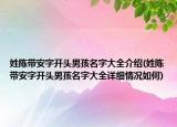 姓陳帶安字開頭男孩名字大全介紹(姓陳帶安字開頭男孩名字大全詳細情況如何)
