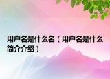 用戶名是什么名（用戶名是什么簡(jiǎn)介介紹）