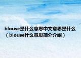 blouse是什么意思中文意思是什么（blouse什么意思簡介介紹）