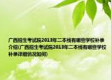 廣西招生考試院2013年二本線有哪些學校補錄介紹(廣西招生考試院2013年二本線有哪些學校補錄詳細情況如何)
