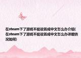 在steam下了游戲不能設(shè)置成中文怎么辦介紹(在steam下了游戲不能設(shè)置成中文怎么辦詳細情況如何)