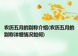 農(nóng)歷五月的別稱介紹(農(nóng)歷五月的別稱詳細情況如何)