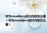 華為nova8pro運(yùn)行內(nèi)存怎么查（華為nova8pro運(yùn)行內(nèi)存怎么看）