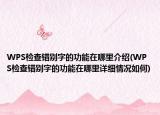 WPS檢查錯別字的功能在哪里介紹(WPS檢查錯別字的功能在哪里詳細情況如何)
