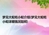夢(mèng)見(jiàn)大蛇吃小蛇介紹(夢(mèng)見(jiàn)大蛇吃小蛇詳細(xì)情況如何)