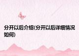 分開以后介紹(分開以后詳細(xì)情況如何)