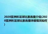 2020亞洲杯足球比賽直播介紹(2020亞洲杯足球比賽直播詳細(xì)情況如何)