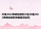 許嵩2012有哪些新歌介紹(許嵩2012有哪些新歌詳細(xì)情況如何)