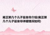 雍正第幾個兒子是皇帝介紹(雍正第幾個兒子是皇帝詳細情況如何)