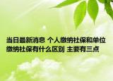 當(dāng)日最新消息 個(gè)人繳納社保和單位繳納社保有什么區(qū)別 主要有三點(diǎn)