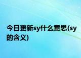 今日更新sy什么意思(sy的含義)