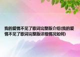 我的愛情不見了歌詞完整版介紹(我的愛情不見了歌詞完整版詳細情況如何)