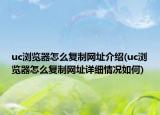 uc瀏覽器怎么復(fù)制網(wǎng)址介紹(uc瀏覽器怎么復(fù)制網(wǎng)址詳細(xì)情況如何)