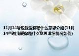 11月14號(hào)說我愛你是什么意思介紹(11月14號(hào)說我愛你是什么意思詳細(xì)情況如何)