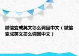 微信變成英文怎么調(diào)回中文（微信變成英文怎么調(diào)回中文）