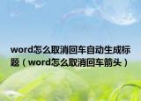 word怎么取消回車自動生成標(biāo)題（word怎么取消回車箭頭）