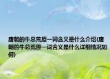 唐朝的?？偦脑辉~含義是什么介紹(唐朝的?？偦脑辉~含義是什么詳細(xì)情況如何)