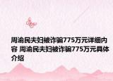周渝民夫婦被詐騙775萬(wàn)元詳細(xì)內(nèi)容 周渝民夫婦被詐騙775萬(wàn)元具體介紹