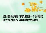當(dāng)日最新消息 車貸逾期一個(gè)月違約金大概付多少 具體收取費(fèi)用如下