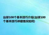 臺球100個基本技巧介紹(臺球100個基本技巧詳細情況如何)