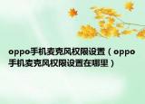 oppo手機麥克風(fēng)權(quán)限設(shè)置（oppo手機麥克風(fēng)權(quán)限設(shè)置在哪里）