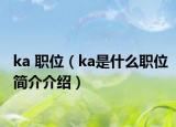 ka 職位（ka是什么職位簡介介紹）
