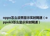 oppo怎么設置顯示實時網速（oppok3怎么顯示實時網速）