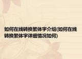 如何在線轉(zhuǎn)換繁體字介紹(如何在線轉(zhuǎn)換繁體字詳細情況如何)