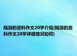 陸游的資料作文20字介紹(陸游的資料作文20字詳細(xì)情況如何)