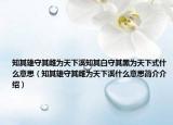 知其雄守其雌為天下溪知其白守其黑為天下式什么意思（知其雄守其雌為天下溪什么意思簡介介紹）