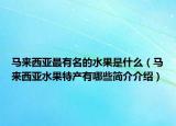 馬來西亞最有名的水果是什么（馬來西亞水果特產有哪些簡介介紹）