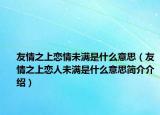 友情之上戀情未滿是什么意思（友情之上戀人未滿是什么意思簡介介紹）