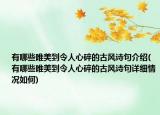 有哪些唯美到令人心碎的古風詩句介紹(有哪些唯美到令人心碎的古風詩句詳細情況如何)