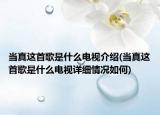 當(dāng)真這首歌是什么電視介紹(當(dāng)真這首歌是什么電視詳細(xì)情況如何)
