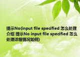 提示No(input file specified 怎么處理介紹 提示No input file specified 怎么處理詳細(xì)情況如何)