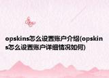 opskins怎么設(shè)置賬戶介紹(opskins怎么設(shè)置賬戶詳細(xì)情況如何)